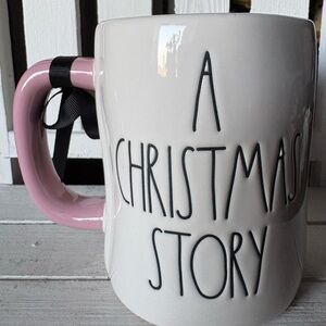 Rae Dunn Pink and White Christmas Story Mug